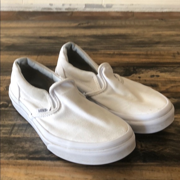 girls white slip on vans